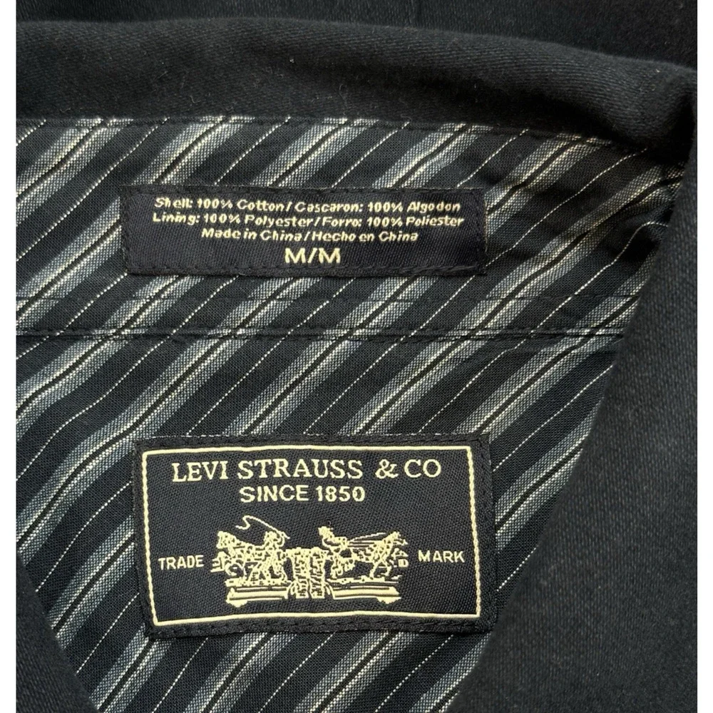 Levis Shirt Jacket Men Medium Black 100%‎ Cotton Long Sleeve Button Up